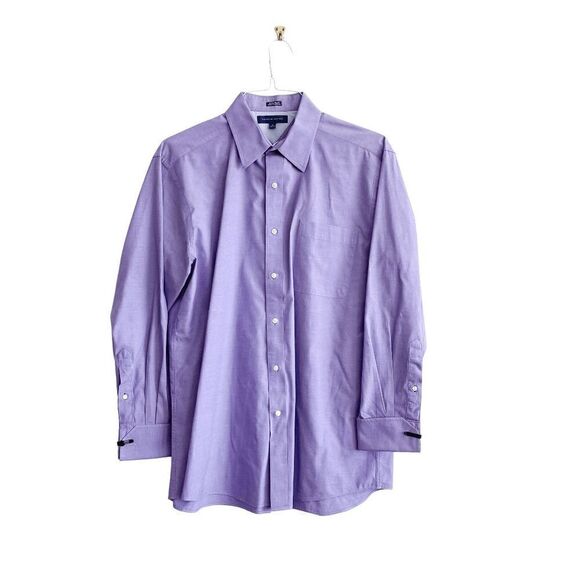 Tommy Hilfiger Mens Shirt Regular Fit Long Sleeve French Cuffs Purple Size 16 - Picture 1 of 8